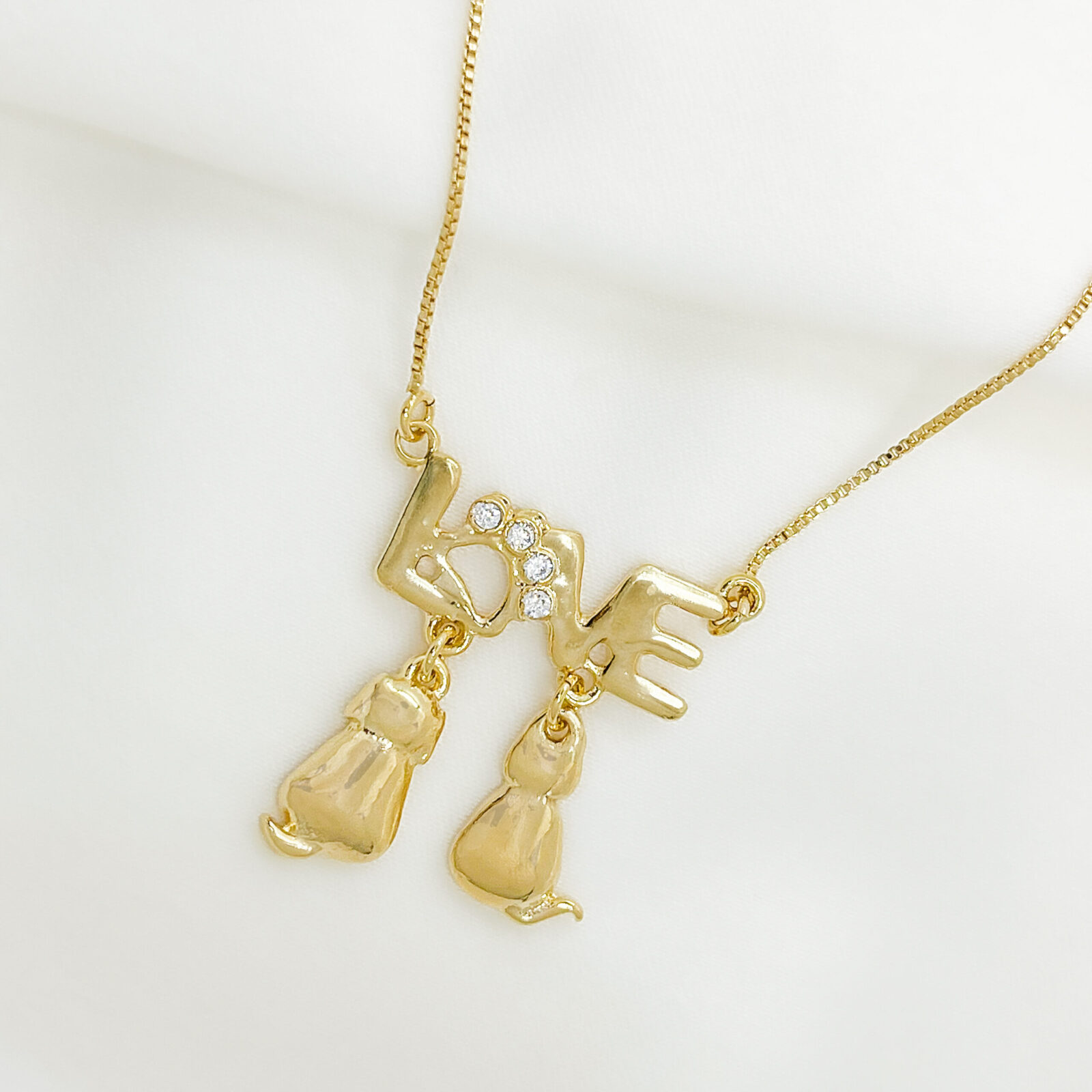 Colar Love Cão e Gato folheado a ouro 1 Colar Love Cão e Gato folheado a ouro