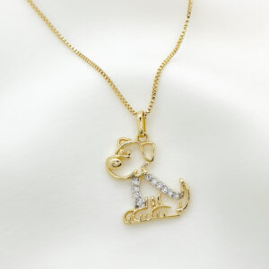 Colar de cachorrinho cravejado folheado a ouro